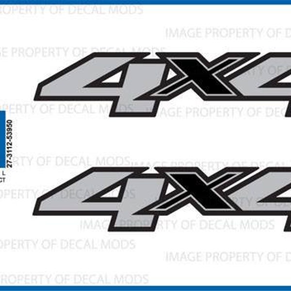 Chevy Silverado / GMC Sierra 4x4 decals stickers - F (2007-2013) bed side 1500 2500 HD (set of 2)