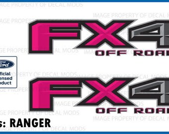 FX4 Off Road Decals Truck Stickers Hot Pink fits Ford RANGER (2019-2022) and MAVERICK - FHP (set of 2)