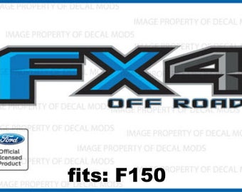 Ford F150 FX4 Off Road Decals Truck Stickers LIGHT BLUE (2015-2020) also fits F250 FX4 (2017-2020)  (set of 2)  - FLTBLU | FH5A2