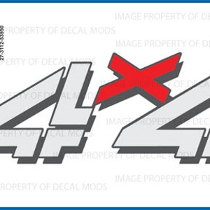May include: A gray and white 4x4 decal with a red X in the center. The decal is officially licensed by General Motors.