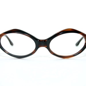 1960's Eyeglasses Dark Chestnut Brown Oval Eye Glasses 48-18-125 Medium Sized Frame Eyewear FREE SHIPPING 1960's Rx Lora New NOS