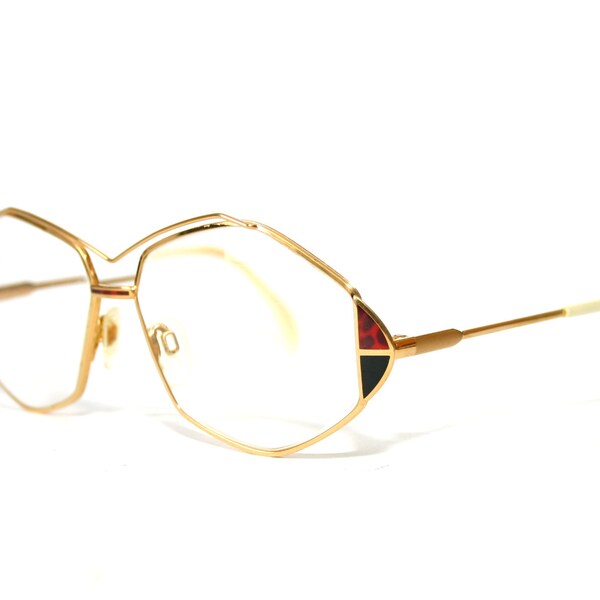 Cazal Mod 233 Col 97/049 Eyeglasses Frame Vintage Gold Inlay Women's Eye Glasses Size Large 57-14-130 Oversized FREE Shipping