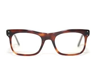 French Eyeglasses 1950's  Original Chestnut Brown Horn Small Medium 46-20-135 Eye Glasses FREE SHIPPING Tortoise Shell Horn