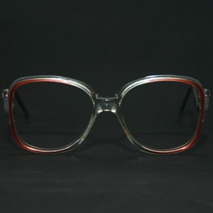 Happy Women's Eyeglasses Round Vintage Eye Glasses 1970's 70's New NOS Medium Size 50-18-140 Red Transparent image 2