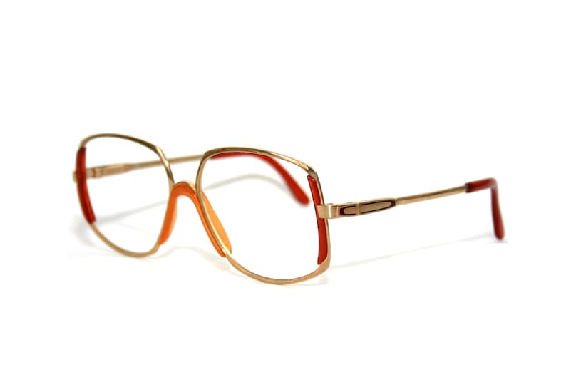 Gafas peculiares Marco Rodenstock Exclusiv 601 NUEVO Old Stock Tamaño mediano 54-15-130 Gafas de ojos Abuela de la década de 1970 Oro pesado Rojo Naranja imagen 2