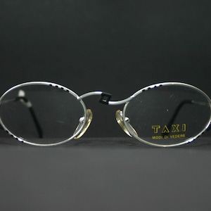 Creative Eyeglasses Frame 1990&#39;s Silver Black Oval Taxi 276 Art Asymetric Design Frame 90&#39;s New Old Stock NOS 48-20-145 Medium Large