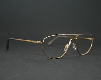 Monture de lunettes aviateur plate plaquée or moyenne grande taille 58-16-140 New Old Stock Lunettes de vue NOS livraison gratuite Rx hommes femmes charnières à ressort