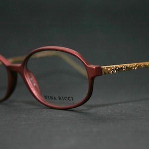 Nina Ricci Eyeglasses Frame Mod 2480 Eyewear Oval Women Eyeglasses Small Medium Size 50-15-135 Gold Burgundy New Old Stock NOS