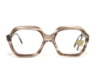 Lizon France Eyeglasses Vintage Thick Eye Glasses Grey 1970's 70's NEW Old Stock NOS Medium Small 50-48-20-18-130-135 Tortoise Horn Women