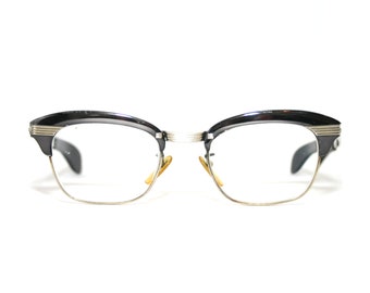 Vintage Eyeglasses Frame Aluminium White Gold Filled 60's Frame Cat Eye Glasses Men's 1960's Medium Size 46-20-135 Free Shipping Gaspari