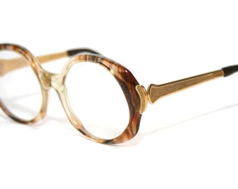 Marco de anteojos vintage, década de 1970, color marrón cola, dorado, para mujer, redondo, pequeño, 48-18-125, excelente estado, accesorio para cine, envío GRATIS