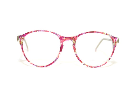 Happy Round Eyeglasses Meitzner Germany 80's Pink… - image 1