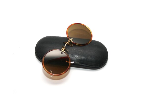 Pince Nez Antique Nose Pinch Gold Filled Eyeglasses Round  display picture 3