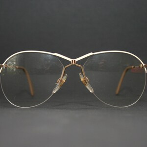 Lunettes de vue forme goutte sans monture aviateur or blanc cassé fabriquées dans l'ouest de l'Allemagne des années 1980, taille moyenne 56-16-135 lunettes de vue neufs anciens stocks NOS