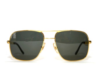 Vintage 1980's Aviator gafas de sol 56-19-135 grandes oro plateado marrón gafas de sol hombres envío gratis calidad óptica