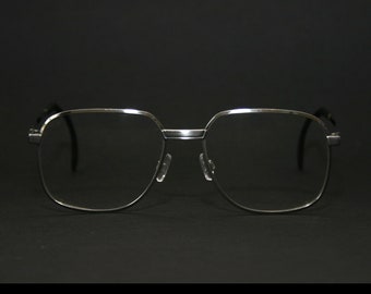 Vintage 1970's  Eyeglasses Frame Stainless Steel Men's Square Aviator Square Frame Eye Glasses Extra Large XL Size 58-18-150