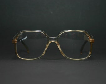 Lunettes de vue vintage carrées dorées transparentes épaisses des années 1970 Zollitsch Allemagne livraison gratuite New Old Stock NOS Rx 54-18-140 Medium Large