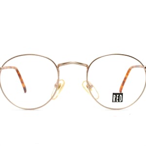 Eyeglasses Frame Round Gold 1980's Panto Retro New Old Stock Tortoise Shell 30's Style NOS Condition FREE SHIPPING Medium 44-21-140
