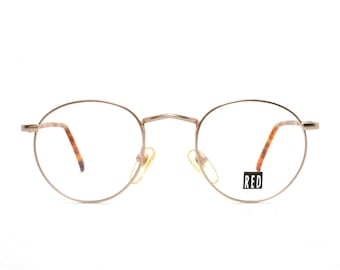 Eyeglasses Frame Round Gold 1980&#39;s Panto Retro New Old Stock Tortoise Shell 30&#39;s Style NOS Condition FREE SHIPPING Medium 44-21-140