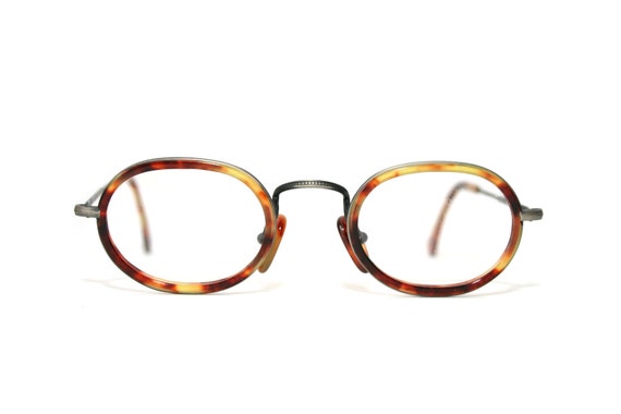 Retro Eyeglasses Oval Panto Style 80's 1980's Tortoise Shell Black Grey New  Old Stock NOS FREE SHIPPING Medium 43-22-140 Classic Nerd