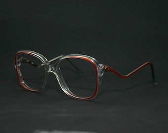 Happy Women's Eyeglasses Round Vintage Eye Glasses 1970's 70's New NOS Tamaño mediano 50-18-140 Rojo Transparente