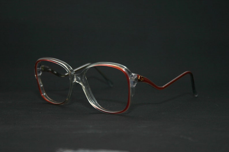 Happy Women's Eyeglasses Round Vintage Eye Glasses 1970's 70's New NOS Medium Size 50-18-140 Red Transparent image 1