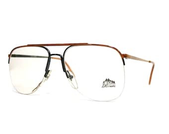 Tight Aviator Eyeglasses 80's Half Rimmed Rimless Wood Grain Eye Glasses Men's FREE shipping Rx Aviator 54 56 18 135 140 Small Medium Large