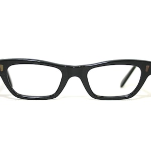 Vintage Black Cat Eye Glasses Women&#39;s 60&#39;s Eyeglasses Eyewear Her She Small New Old Stock NOS ROW DDR 44-20-18-135