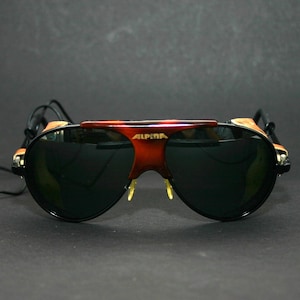 Alpina Ice II Vintage Sunglasses Mountain Glacier Leather 8.0287 Aero Sport Large Outdoors Aviator As New w/ Case Ceramic Lens Free Shipping