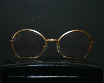 Amor France Eyeglasses Fraem Oval Egg Shaped Eye Glasses Gold Filled Eyeglasses Women's Quirky Weird Unusual 60's 1960's Medium 52-20-135