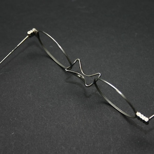 Quirky Antique Eyeglasses Frame 1920's Oval Double Nose Bridge Flipping Arms Nickel Eye Glasses Cable Ends Size 38-24-165 Rare Collector