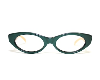 Peacock Green 60's Cat Eye Gafas Neostyle Coco Gold Aluminio Gafas Ovaladas Tamaño Mediano 48-16-130 ENVÍO GRATIS 1960's Rx Rockabilly