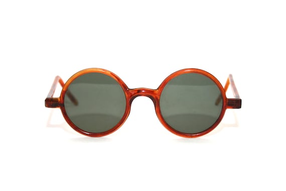 1930s Round Antique Sunglasses: Chestnut Brown Frame, Grey  display picture 1