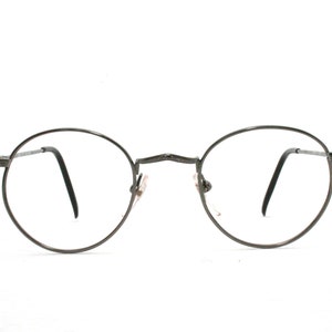 Retro Eyeglasses Round New Old Stock 1980&#39;s Frame NOS Condition FREE SHIPPING Panto Potter Lennon Large Size Black Gunmetal Medium 46-20-145