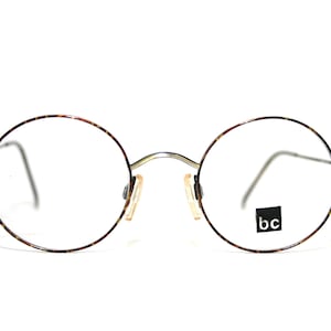 Retro Eyeglasses Round Panto Style 1980&#39;s Tortoise Shell Black Copper New Old Stock NOS FREE SHIPPING Medium 43-22-135 Budget