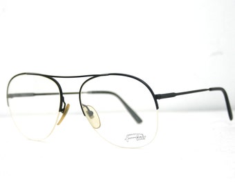 Flair gafas de ojos Aviador elegante luz negro gafas marco Rimless envío gratis 60-18-140 gran tamaño nuevo viejo stock NOS
