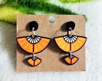 Handmade Orange Staff Glider Earrings