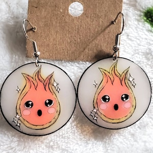 Handmade Fire Demon Inspired Dangle Earrings || Anime Earrings ||
