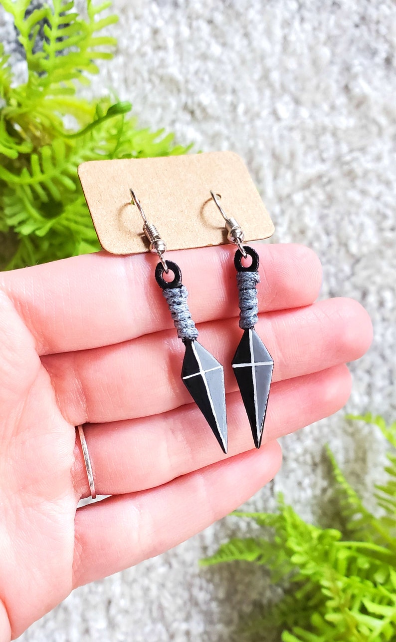 Kunai Knife Ninja Throwing Knives Dangle Earrings Etsy
