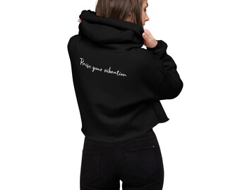 Sudadera espiritual Levanta tu vibración Sudadera con capucha corta (Logotipo bordado))