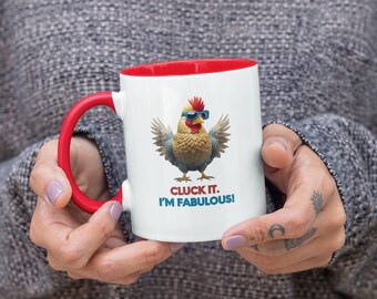 Taza de pollo blanco personalizada, regalos de animales de granja para ella, lindo regalo amante del pollo, regalo fabuloso