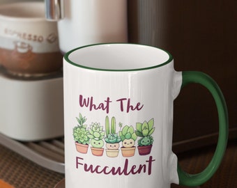 What The Fucculent Mug, Taza amante de la naturaleza, Regalo divertido de cactus, Taza de café de cerámica