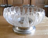 Old French Art Deco moulded glass dish compotier salad bowl