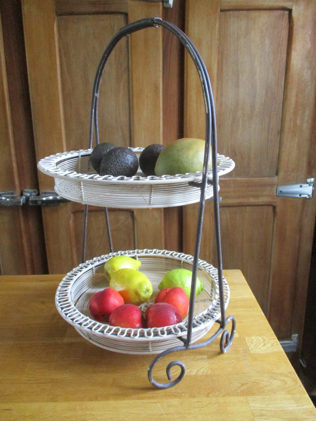Antique Metal Fruit Stand / Vintage Wire Fruit Tray / Retro Etsy