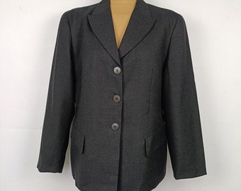 MAX MARA Women's Gray Wool Blazer Jacket VINTAGE !  size 46