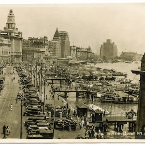 Vintage Postcard, Digital Download, Antique Postcard, 1930&#39;s, The Bund, Shanghai, China