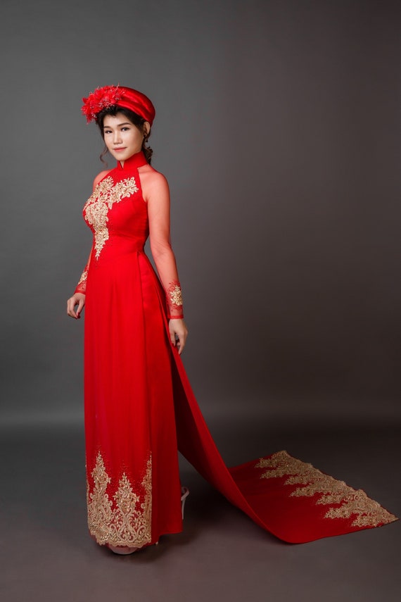 ao dai wedding dress red