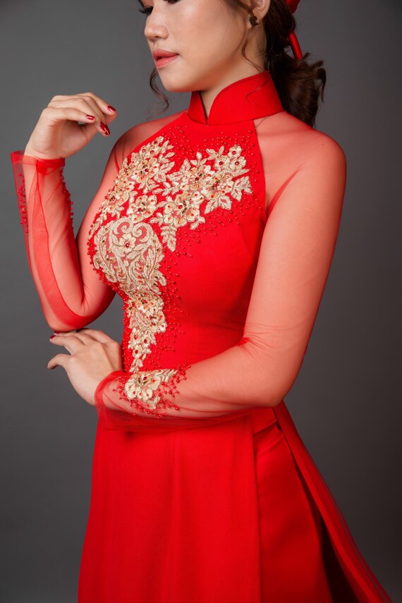 Red and gold ao dai Clearance