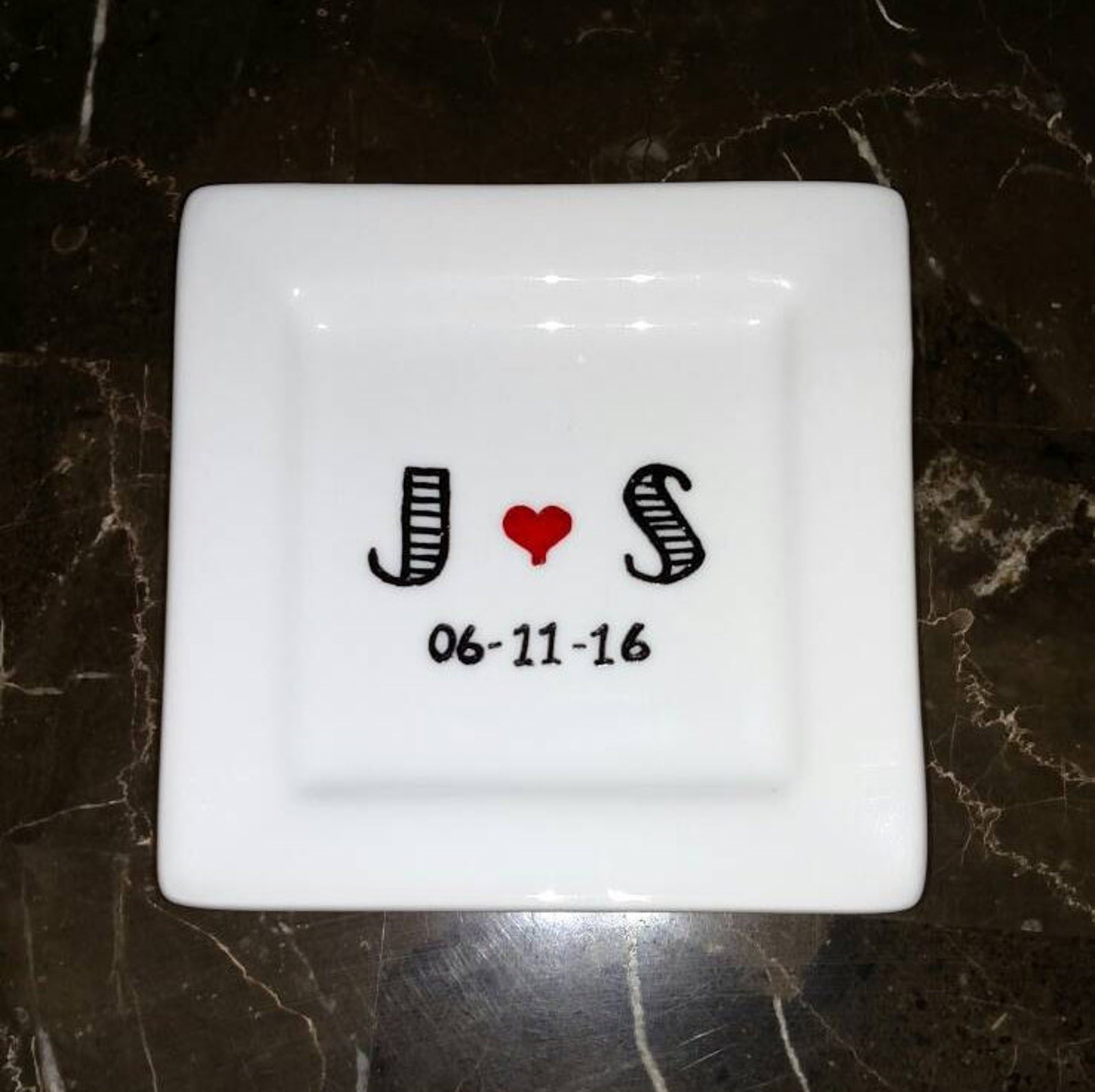 Personalized Ring Dish Initials and Date Free Etsy