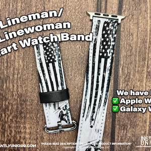 Presente Lineman para esposa, Apple Watch Band, compatível com Apple Watch, compatível com Samsung Galaxy Watch, Lineman Girlfriend, Line woman